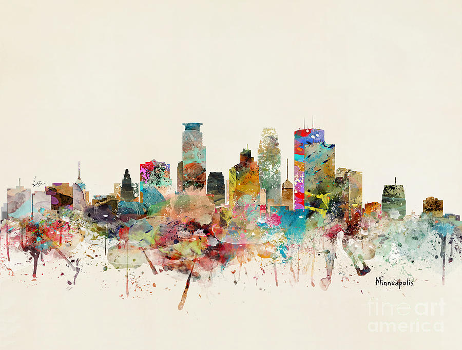 Minneapolis Painting - Minneapolis City Skyline by Bri Buckley