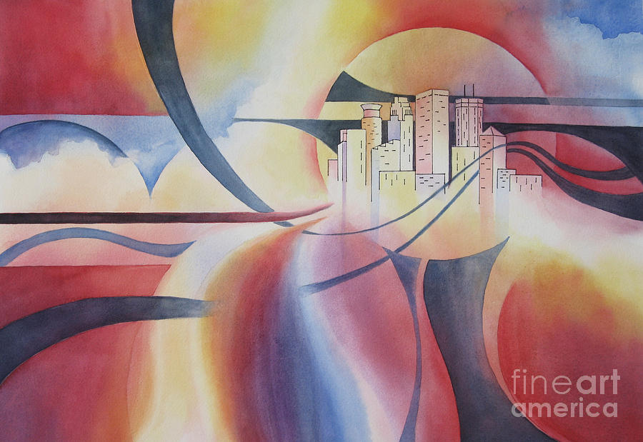 Minneapolis Cityscape Painting by Deborah Ronglien