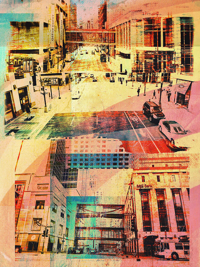 Minneapolis Colored Collage Digital Art by Susan Stone
