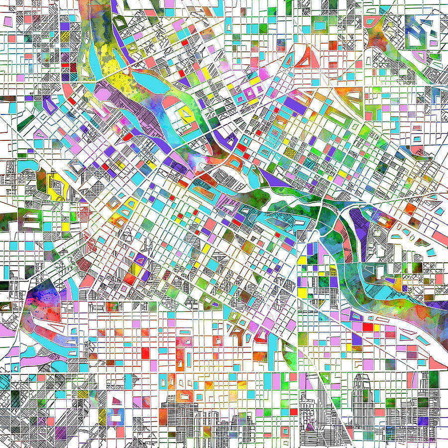Minneapolis Map White Painting