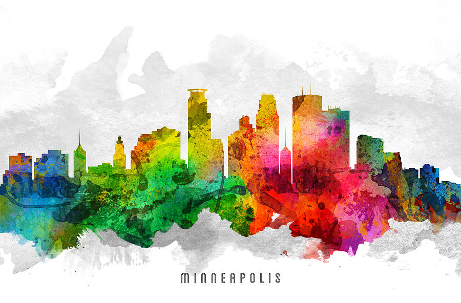 Minneapolis Painting - Minneapolis Minnesota Cityscape 12 by Aged Pixel