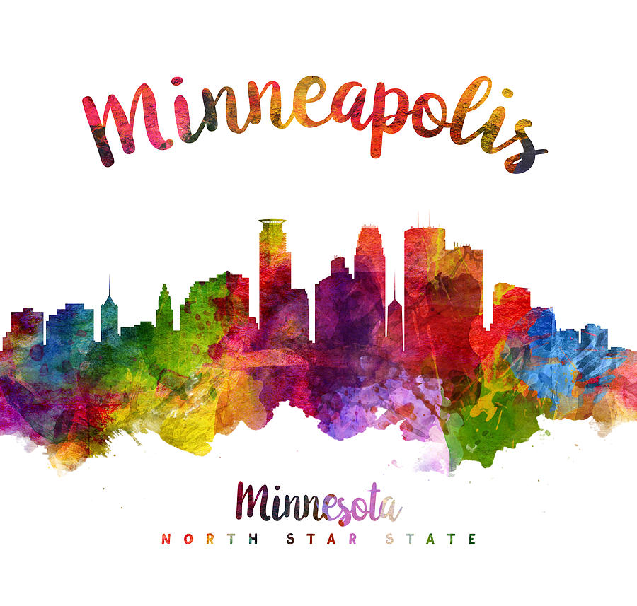 Minneapolis Painting - Minneapolis Minnesota Skyline 23 by Aged Pixel