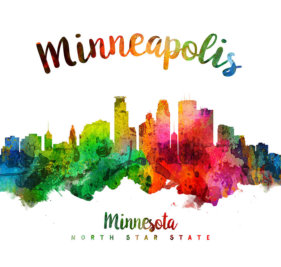Minneapolis Painting - Minneapolis Minnesota Skyline 24 by Aged Pixel