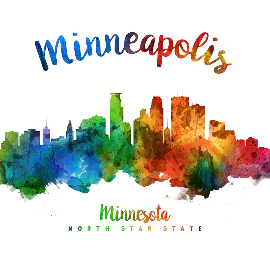 Minneapolis Painting - Minneapolis Minnesota Skyline 25 by Aged Pixel
