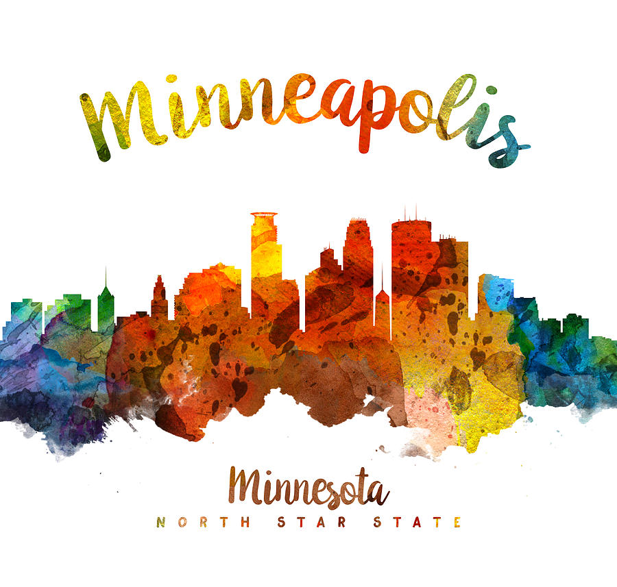 Minneapolis Painting - Minneapolis Minnesota Skyline 26 by Aged Pixel