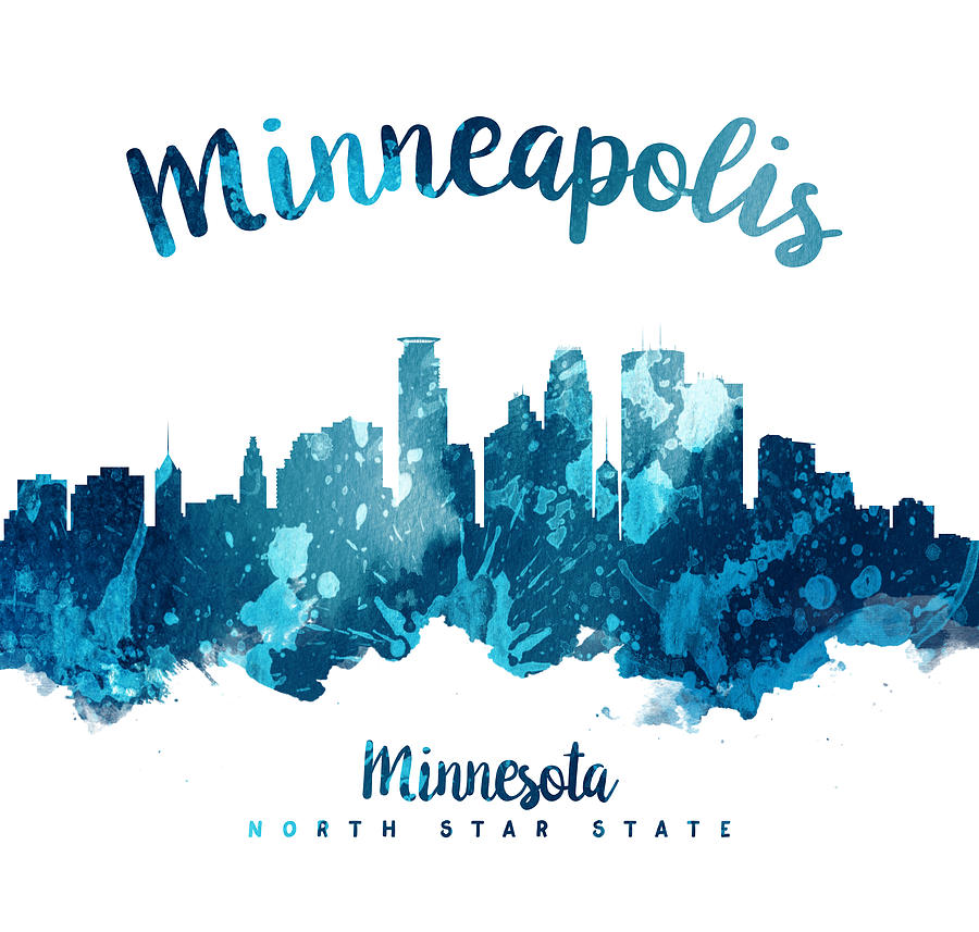 Minneapolis Painting - Minneapolis Minnesota Skyline 27 by Aged Pixel