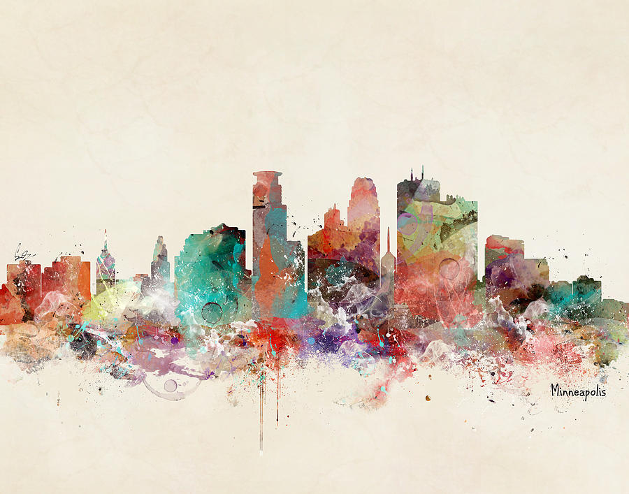 Minneapolis Painting - Minneapolis Minnesota Skyline by Bri Buckley