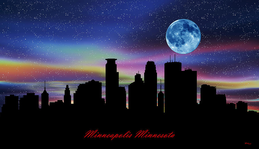 Minneapolis Minnesota Twilight Skyline Digital Art by Gregory Murray
