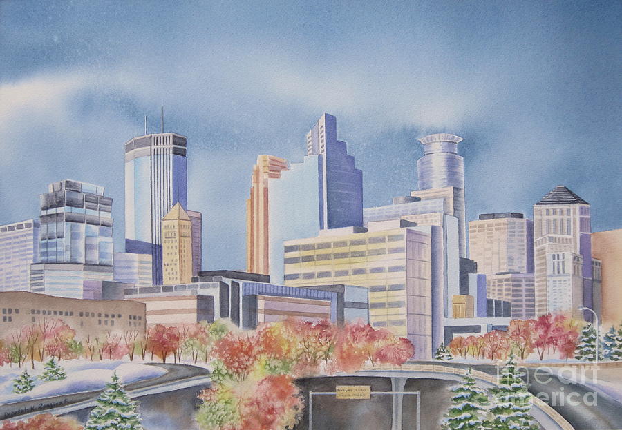 Minneapolis Skyline Painting by Deborah Ronglien
