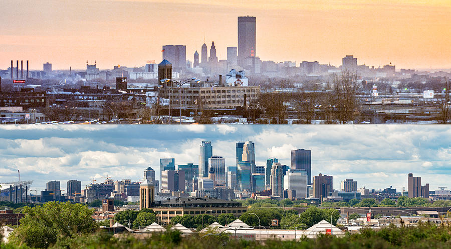 Minneapolis Skylines - old and new Photograph by Mike Evangelist