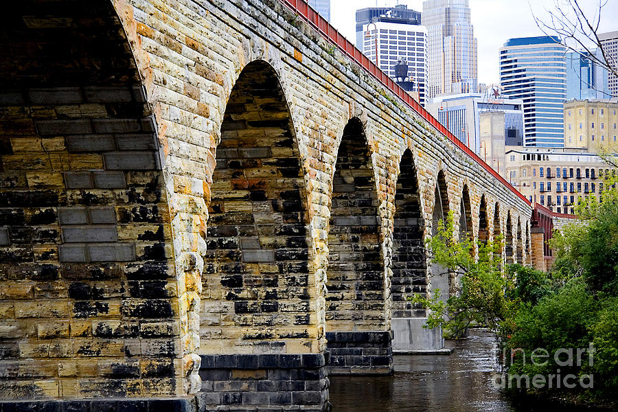 Minneapolis Photograph - Minneapolis Stone Arch Bridge Old and New by Wayne Moran