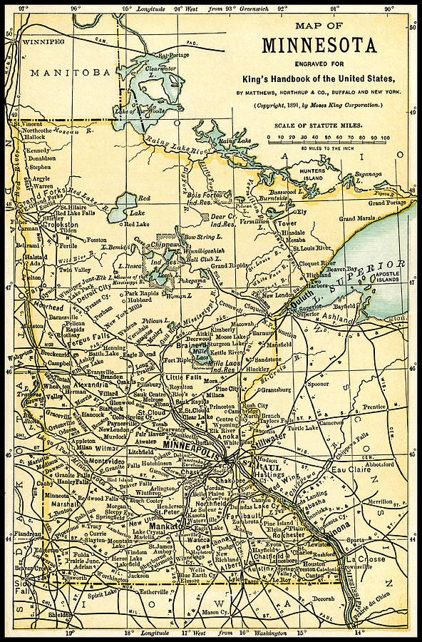 Minnesota Antique Map 1891 Photograph by Phil Cardamone