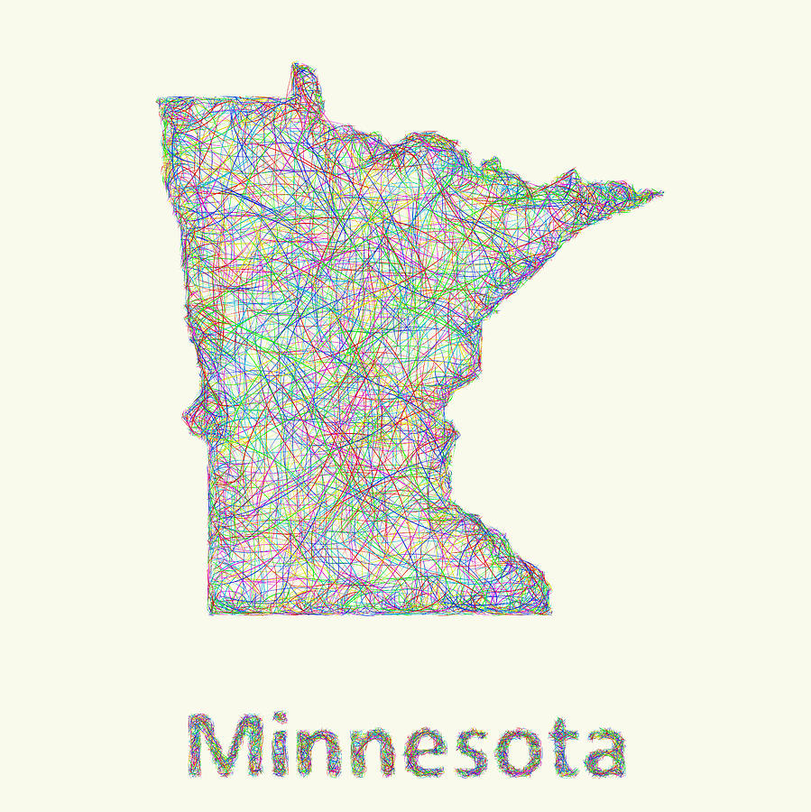 Minnesota Map Digital Art - Minnesota line art map by David Zydd