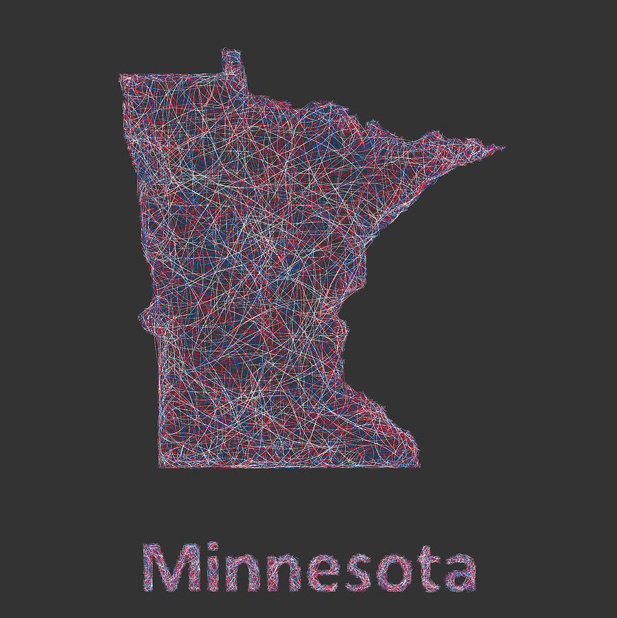 Minnesota Map Digital Art - Minnesota map by David Zydd