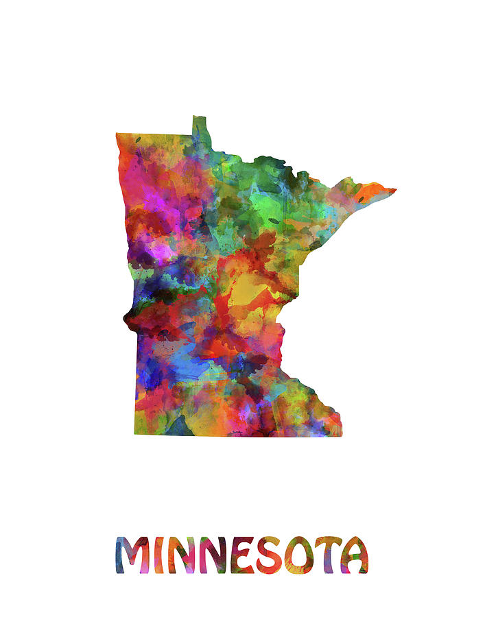 Minnesota Map Watercolor Digital Art by Bekim M | Fine Art America