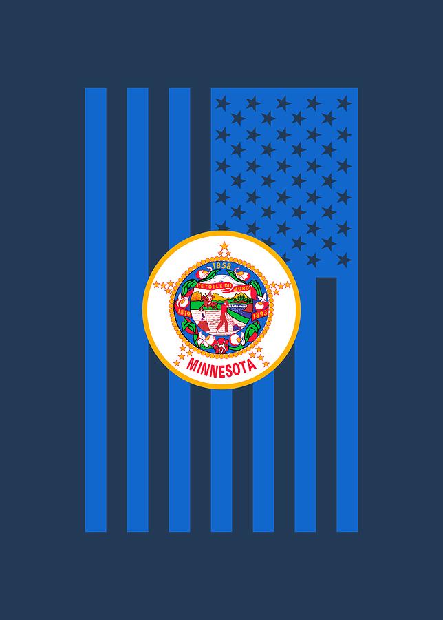 Minnesota State Flag Graphic USA Styling Digital Art by Garaga Designs