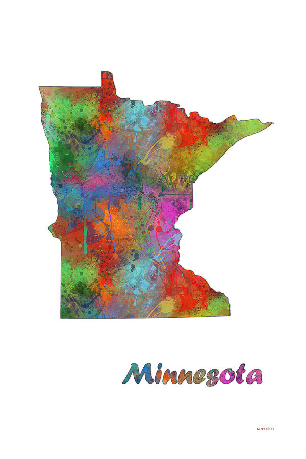 Minnesota State Map Digital Art by Marlene Watson - Fine Art America