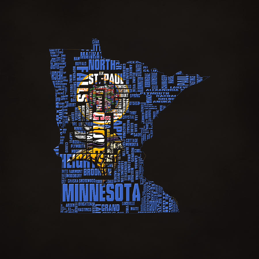 Minnesota Typographic Map Digital Art by Brian Reaves
