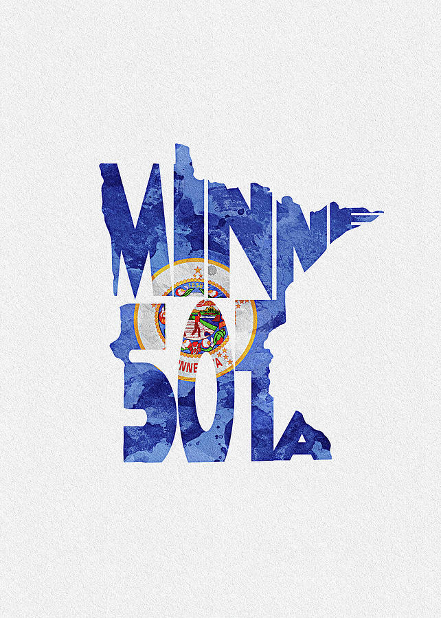 Minnesota Typographic Map Flag Digital Art by Inspirowl Design