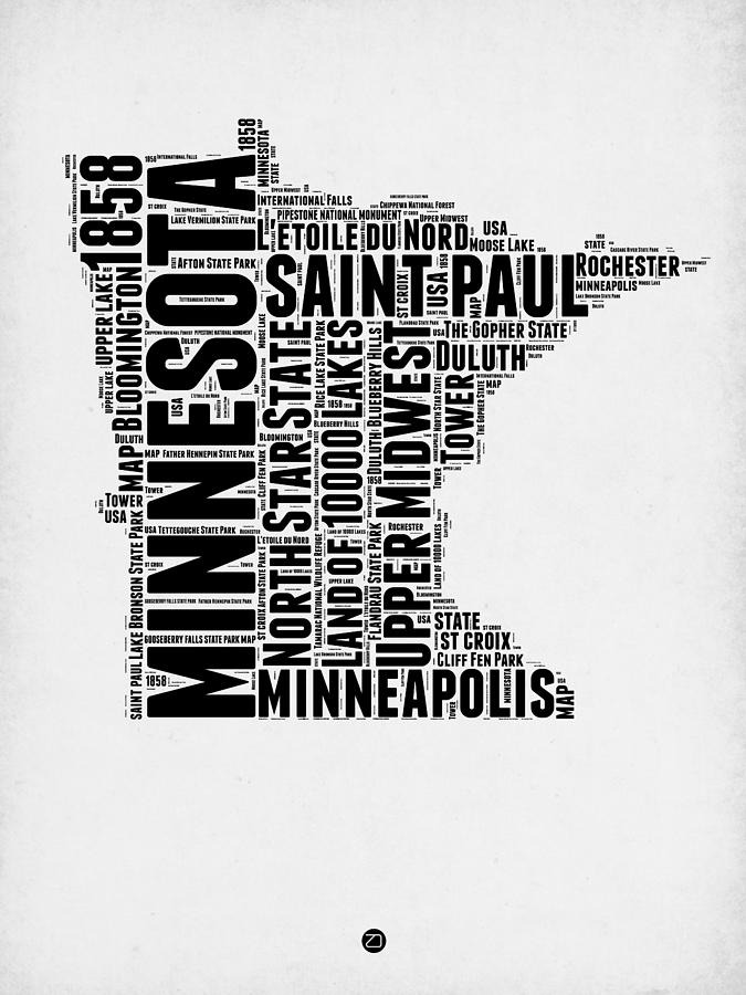 Independence Day Digital Art - Minnesota Word Cloud Map 2 by Naxart Studio