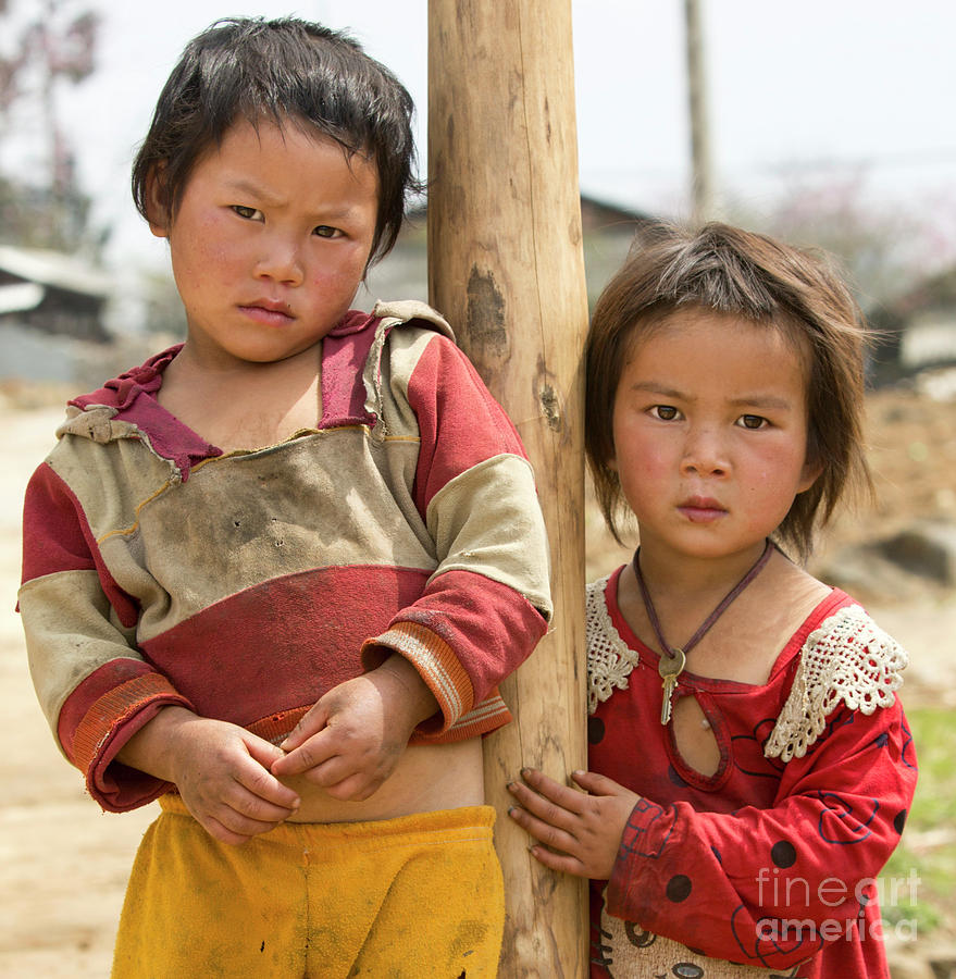 Minority Children Boy Girl Ha Giang  Photograph by Chuck Kuhn