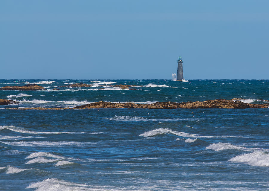 Lighthouse Photograph - Minot Lighthouse Wave Crash by Brian MacLean