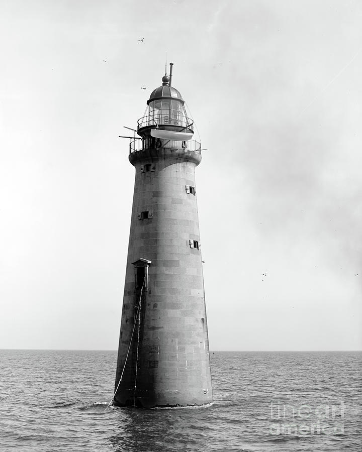 Boston Photograph - Minots Ledge Lighthouse, Boston, Mass Vintage by Edward Fielding