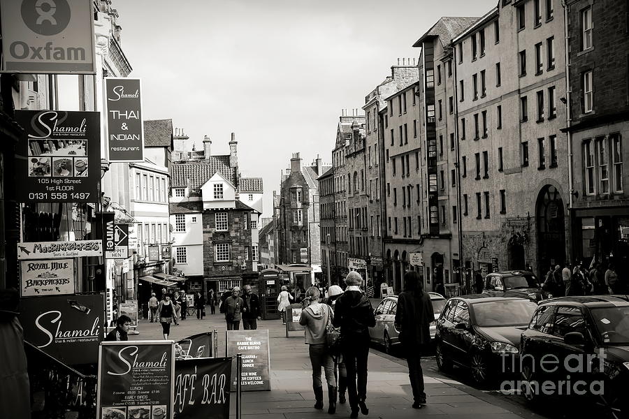 Royal Mile Streets of Edinburgh Sepia Tones  Photograph by Chuck Kuhn