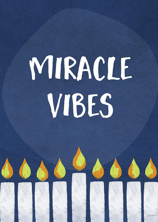 Miracle Vibes- Hanukkah Art by Linda Woods Mixed Media by Linda Woods