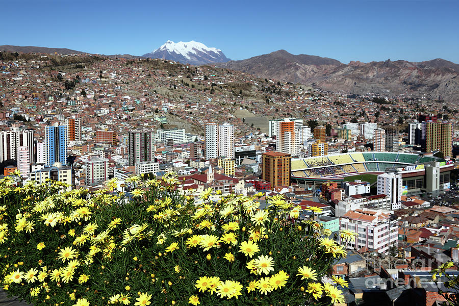 Miraflores District and Hernando Siles Stadium La Paz Bolivia Photograph by James Brunker