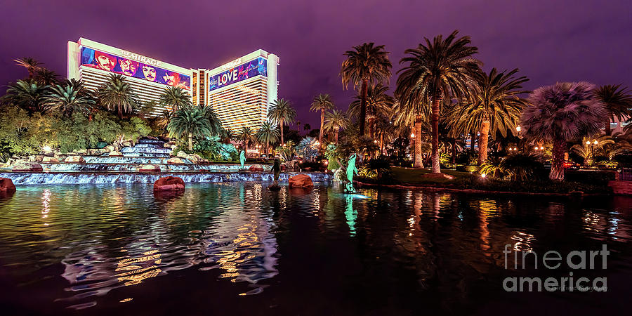 Las Vegas Photograph - Mirage Casino Lagoon Under a Cloudy Sky by Aloha Art