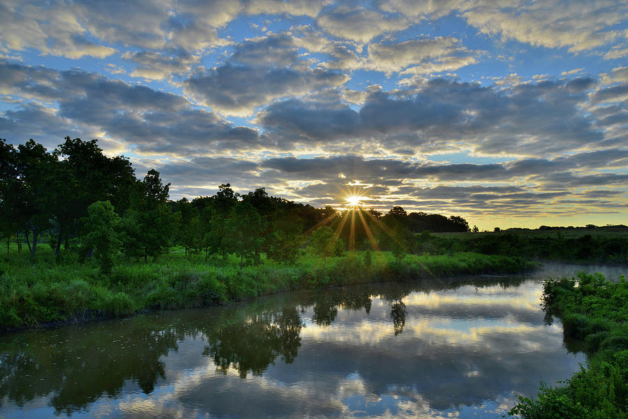 Mirror Image of Beautiful Sunrise in Glacial Park Photograph by Ray Mathis