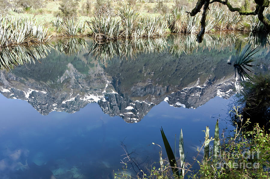 Mountain Photograph - Mirror Lake, New Zealand by Yurix Sardinelly