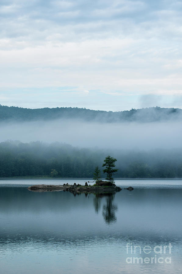 Mirror of the Shrouded Hills - Misty Lake in Vermont Photograph by JG Coleman
