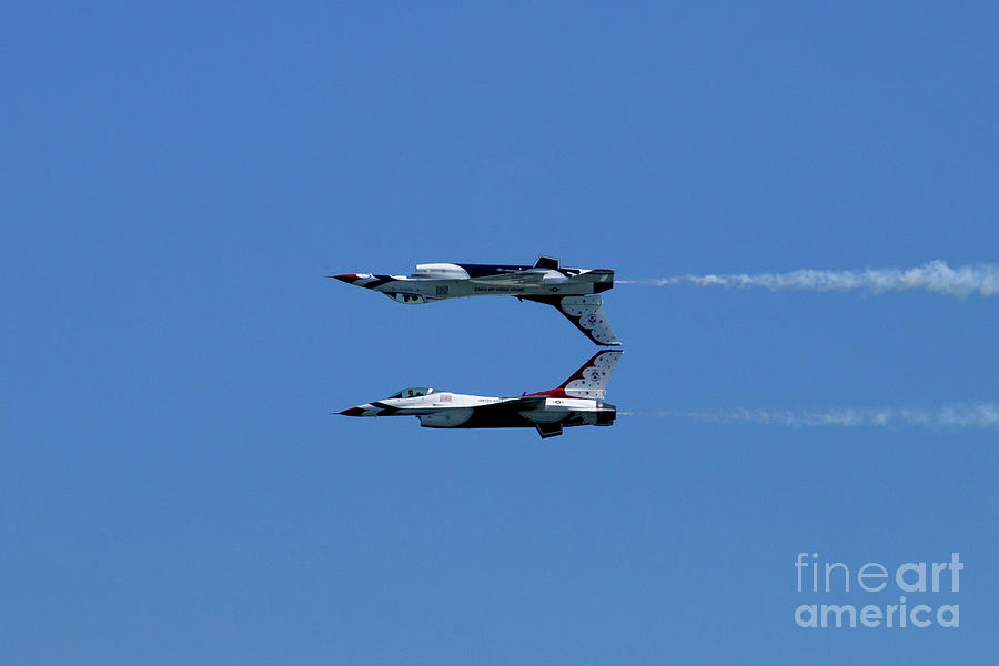 Mirror pass fly-by done by two US Air Force Thunderbirds Photograph by Anthony Totah
