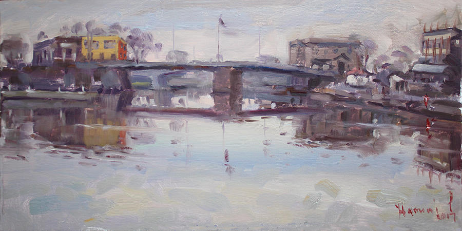 Bridge Painting - Mirror Reflection of Gateway Harbor by Ylli Haruni