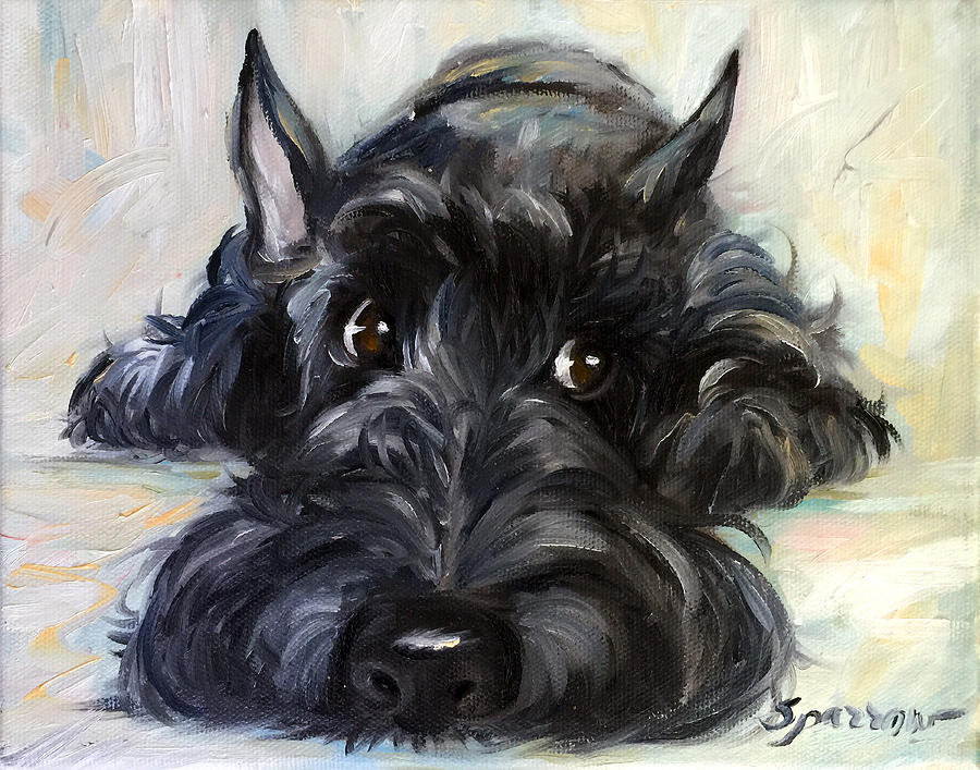 Scottie Painting - Mischief by Mary Sparrow