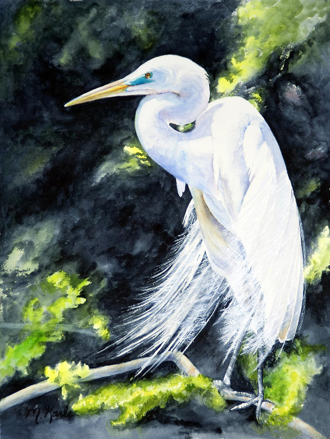Miss April - Great Egret Painting by Marsha Karle