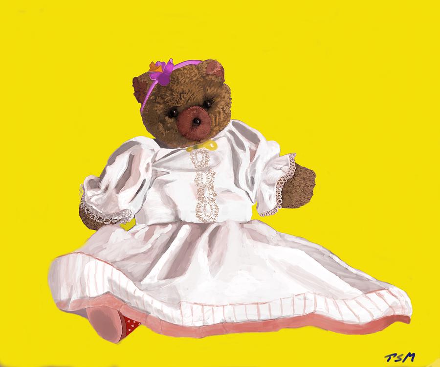 Teddy Bears Digital Art - Miss Bear All Dressed Up Yellow by Todd Martin