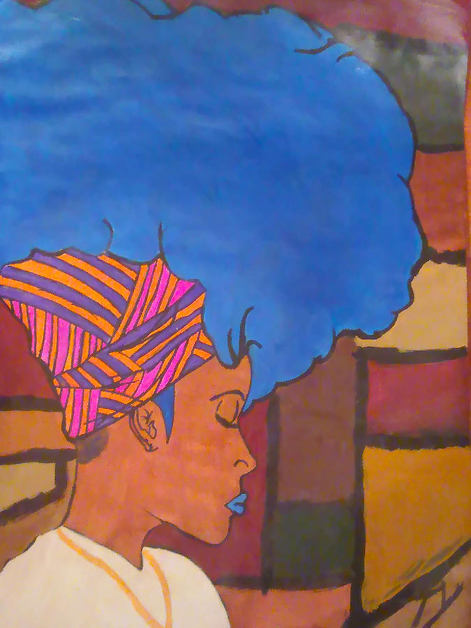 Scarf Painting - Miss Blucy by King Takeem