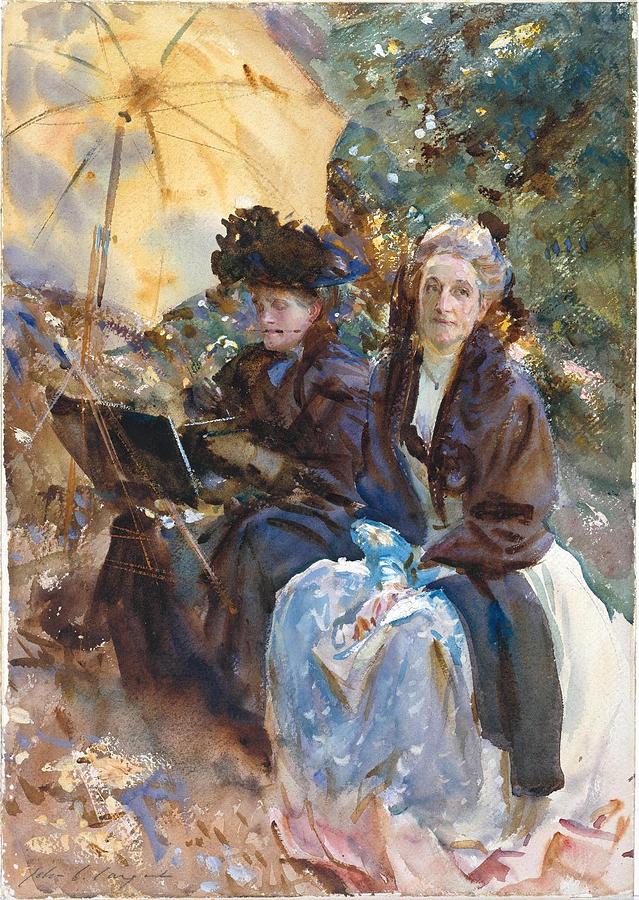 Miss Eliza Wedgwood and Miss Sargent Sketching Painting by John Singer Sargent