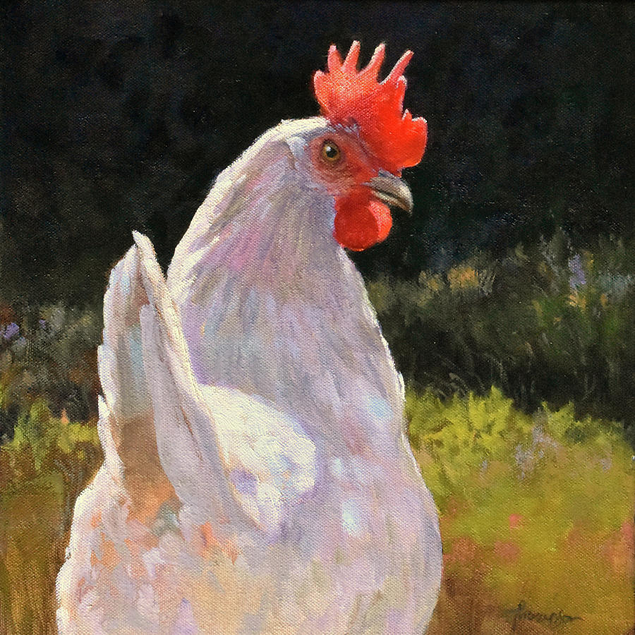 Chicken Painting - Miss Iris the Hen 2 by Tracie Thompson