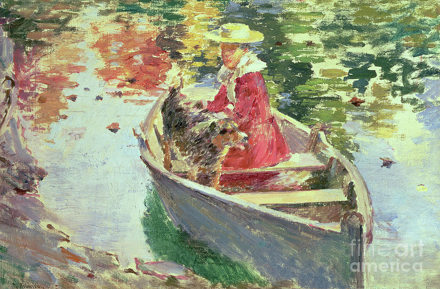 Miss Motes and her Dog Shep, 1893 Painting by Theodore Robinson