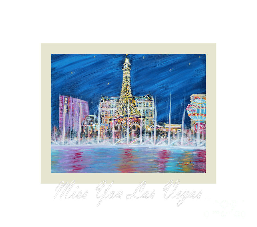 Miss You Las Vegas card 22.6 Painting by Oksana Semenchenko