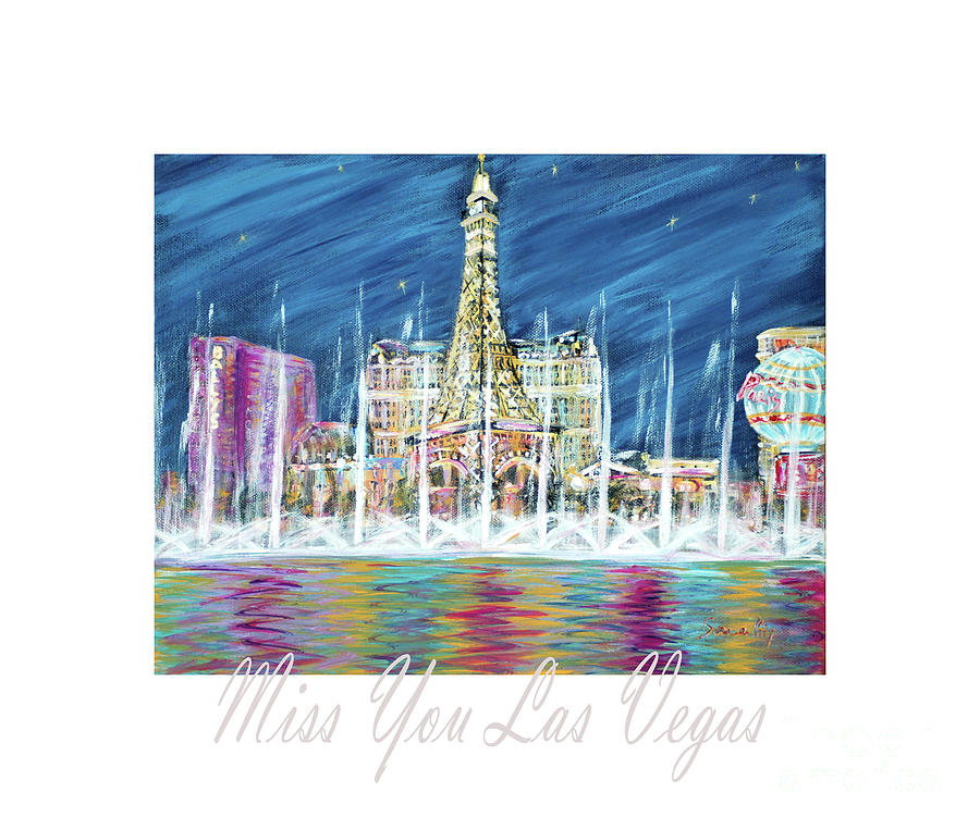 Miss You Las Vegas card13.6 Painting by Oksana Semenchenko