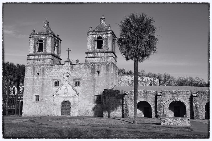 Architecture Photograph - Mission Concepcion -- BW by Stephen Stookey