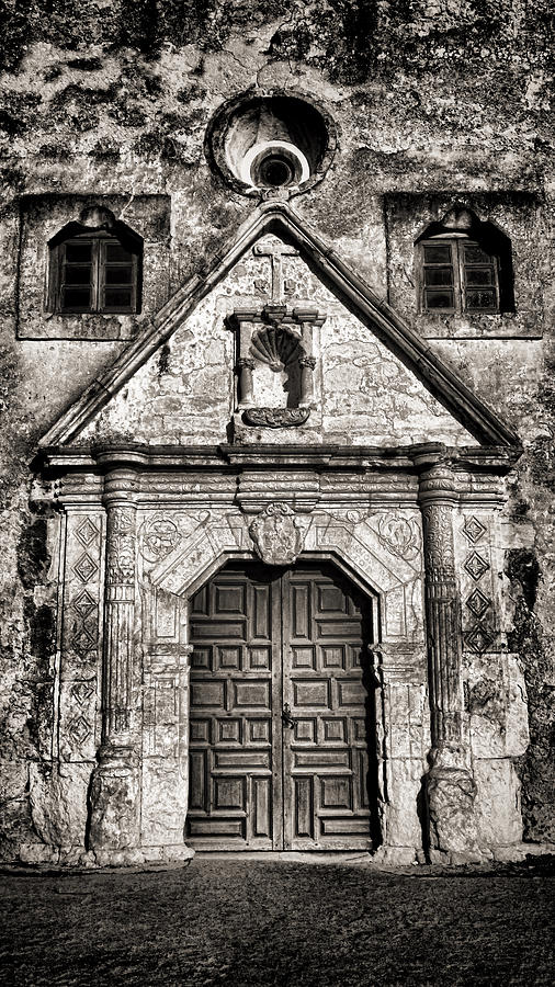 Mission Concepcion Front - Toned BW Photograph by Stephen Stookey
