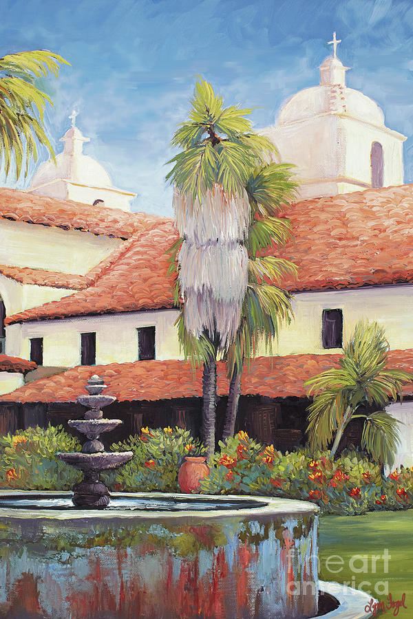 Mission Courtyard Painting by Lynn Fogel