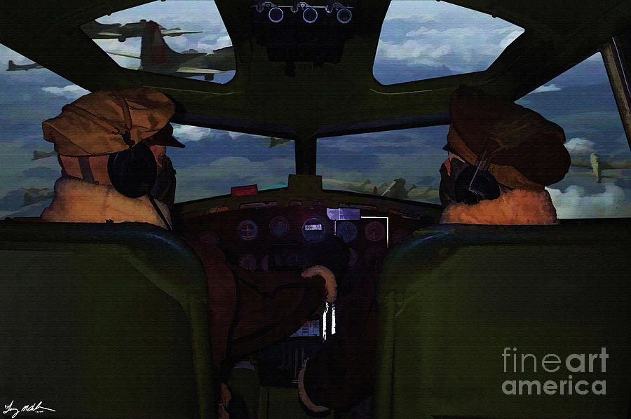 B-17 Digital Art - Mission over Germany - Oil by Tommy Anderson