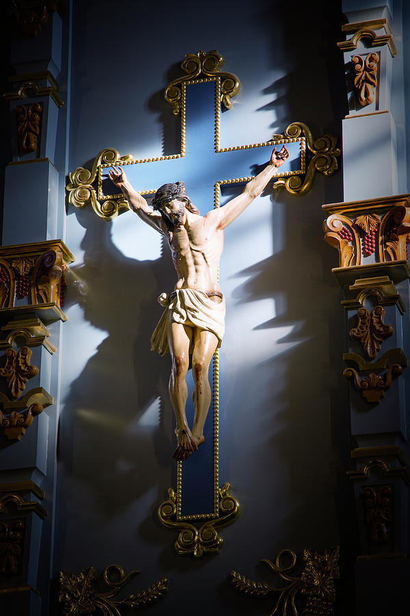 Mission San Jose Altar Crucifix Photograph by Stephen Stookey